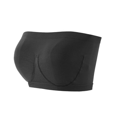 

Yeahitch Women Bandeau Bra Padded Strapless Bralette Bra Seamless Bandeau Tube Top Bra Black XXL