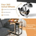 thumbnail image 6 of Gymax C Shaped Side Table w/ Wheels Height and Tabletop Adjustable Storage Shelf, 6 of 9