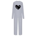 thumbnail image 4 of LYXSSBYX 2 Piece Sets for Women Summer Summer Women's Football Casual Shoulder Sleeved Long Sleeved Round Neck Top/Loose Straight Tube with Pocket Long Pants Set, 4 of 4