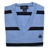 New Brooks Brothers Mens Blue Striped V-Neck Merino Wool Sweater Sz XS Xsmall 3066-5