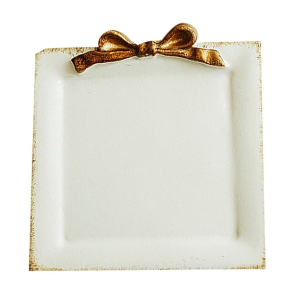 3.7 Inch Jewelry Tray for Home Decor Vintage Bow-Knot Trinket Dish for Bedroom Vintage Square Vanity Tray for Dresser Jewelry Dish Tray for Rings Bracelets Earrings