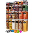 thumbnail image 1 of 24 Pack Airtight Food Storage Container Set - BPA Free Clear Plastic Kitchen and Pantry Organization Canisters with Durable Lids for Cereal, Dry Food Flour & Sugar - Labels, Marker & Spoon Set, 1 of 8