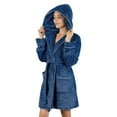 thumbnail image 4 of Cqxid525 Women's Lightweight Robe Women Winter Coat Jacket Plush Shawl Fluffy Bathrobe Home Clothes Long Sleeved Robe Hooded Soft Coat Soft Lightweight Blue 1PC, 4 of 8