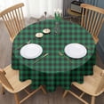 thumbnail image 3 of Green Black Checkerboard Checkered Pattern Round Tablecloth 60"x60",Wrinkle Wipeable Table Cloth for Kitchen Dining Room Picnic Patio Party, 3 of 6