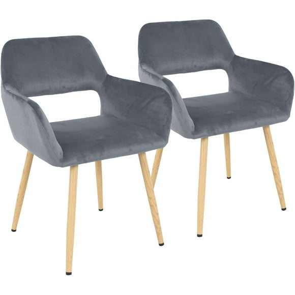 Dining Chairs Dining Room Chair Kitchen Chair of 2 Dining Metal Side Chairs Arm Side Chairs Set of 2 Metal Legs for Home Kitchen Bedroom Living Room, Grey