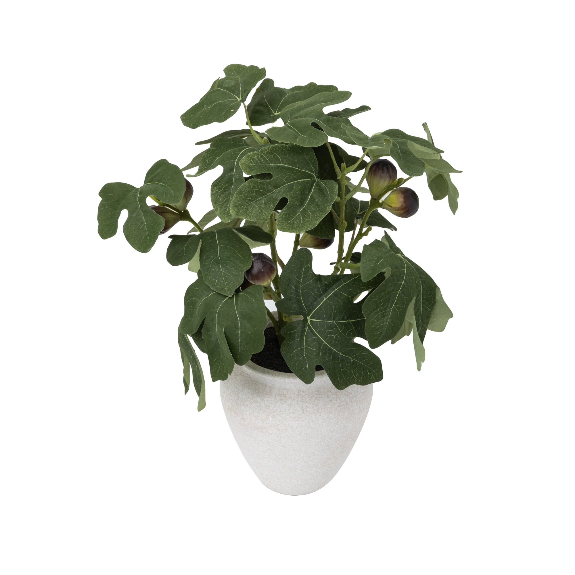 Better Homes & Gardens Artificial Fig Leaf in Tan Ceramic Vase, 13"