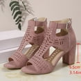 thumbnail image 6 of Pandaie Heeled Sandals for Women Open Toe Chunky Heels Ankle Booties Bohemian Cutout Wedge Summer Dressy Pumps Shoes with Ankle Buckles Pink Size 8.5, 6 of 9