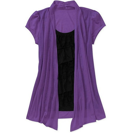No Boundaries Juniors' Lace Ruffle Front 2-Fer