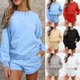 thumbnail image 7 of FAIWAD Fall Outfits for Women Casual Long Sleeve Sweatshirts and Shorts Sets 2 Piece Tracksuit, 7 of 7