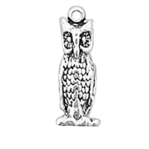 Sterling Silver 24" Unisex 1.5mm Box Chain 3D Large Owl Facing Forward Pendant Necklace