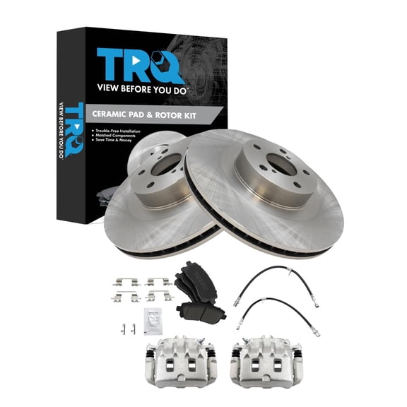TRQ Front Brake Pad and Rotor Set Ceramic Calipers Fits 2002-2003 Subaru Impreza WRX To 7-31-02 Production Date