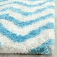 thumbnail image 6 of SAFAVIEH Barcelona Carmella Chevron Stripes Shag Area Rug, Ivory/Blue, 5' x 5' Round, 6 of 6