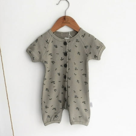 

NIUREDLTD Baby Girls Boys Floral Cotton Summer Short Sleeve Romper Jumpsuit Clothes