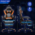 thumbnail image 4 of FULLWATT Video Gaming Chair Office Chair Ergonomic PC Computer Chair Reclining Racing Chair with High Back Swivel Executive Office Desk Chair with Extendable Footrest Adjustable Lumbar Pillow Orange, 4 of 9