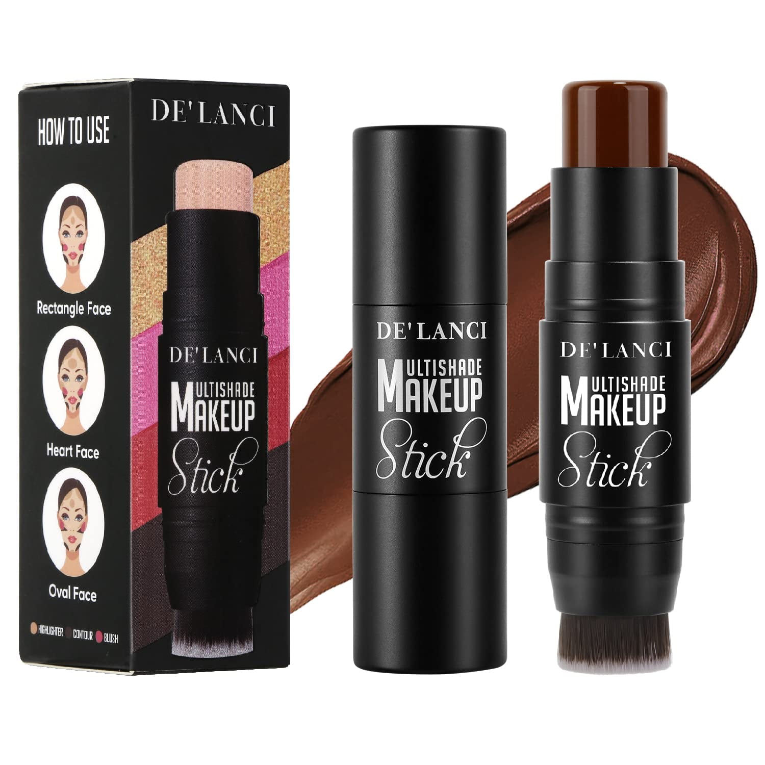 Makeup Contour Stick for Dark Skin, Full Coverage Cream Foundation