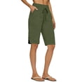 thumbnail image 3 of Womens Bermuda Shorts Drawstring Waist Athletic Loose Casual Running Comfy Summer Shorts with Pockets by Yigetop Green L, 3 of 6