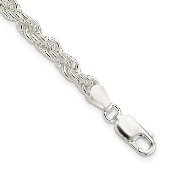 Auriga Fine Jewelry 925 Sterling Silver 5mm Solid Rope 7inch Chain Bracelet for Men