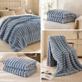 thumbnail image 4 of Throw Blanket Ribbed Striped Plush 47x83 Inches Washable for Couch Sofa Bed, 4 of 7