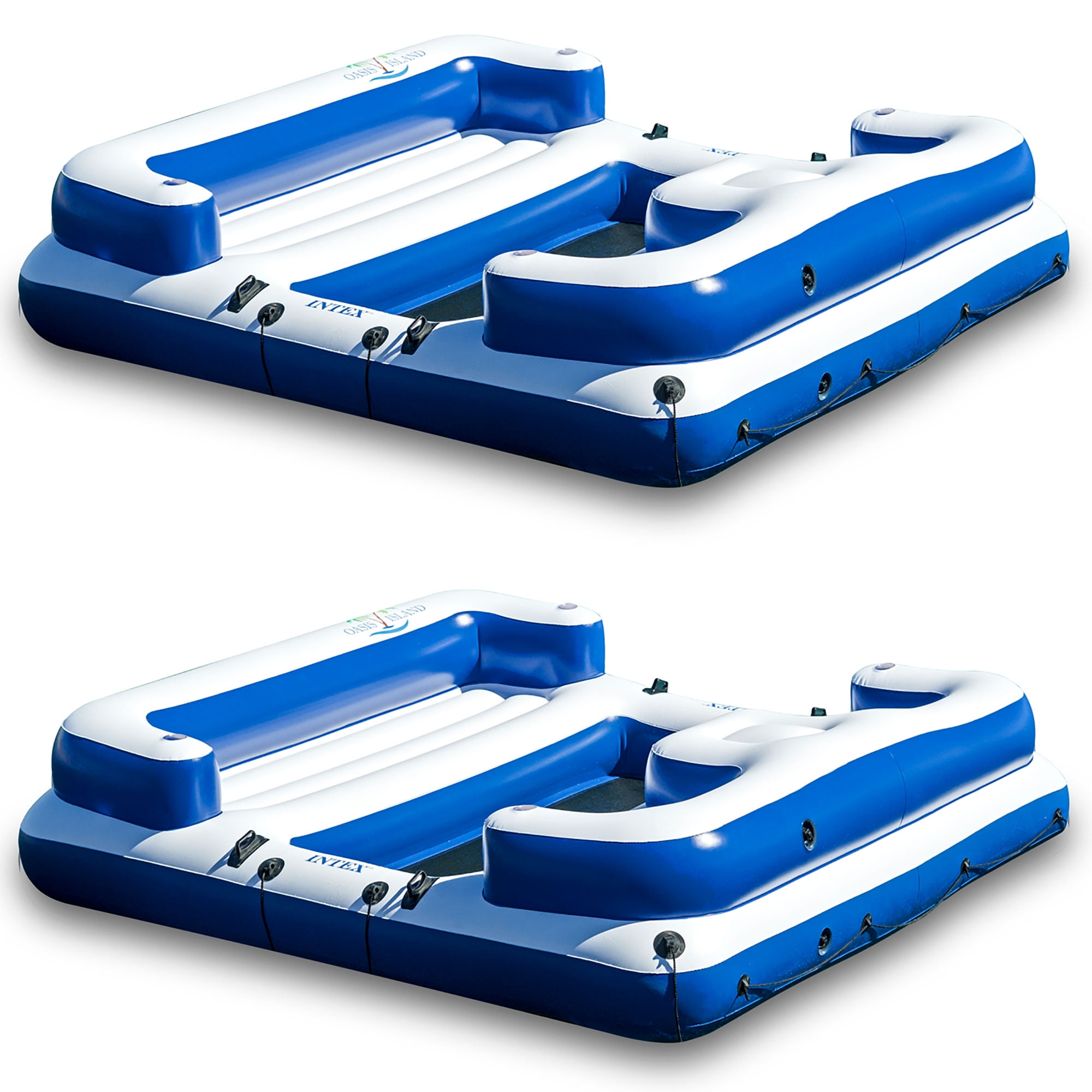 Intex Oasis Island Inflatable Giant 5 Person Lake Floating Lounge Raft (2 Pack) - Walmart.com