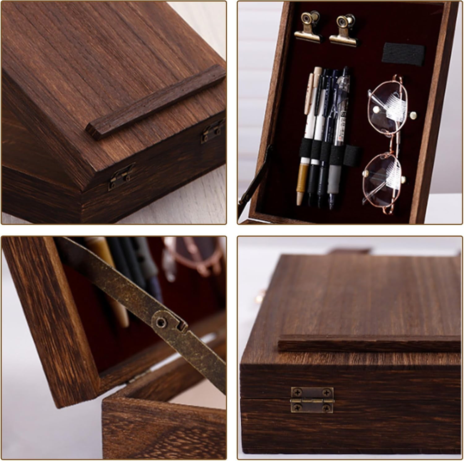 Writers Art Messenger Wood Box: Vintage Portable Wooden Art Box - Handmade Crossbody Postman Bag, Multifunctional Wood Easel Storage Case for Drawing & Sketching