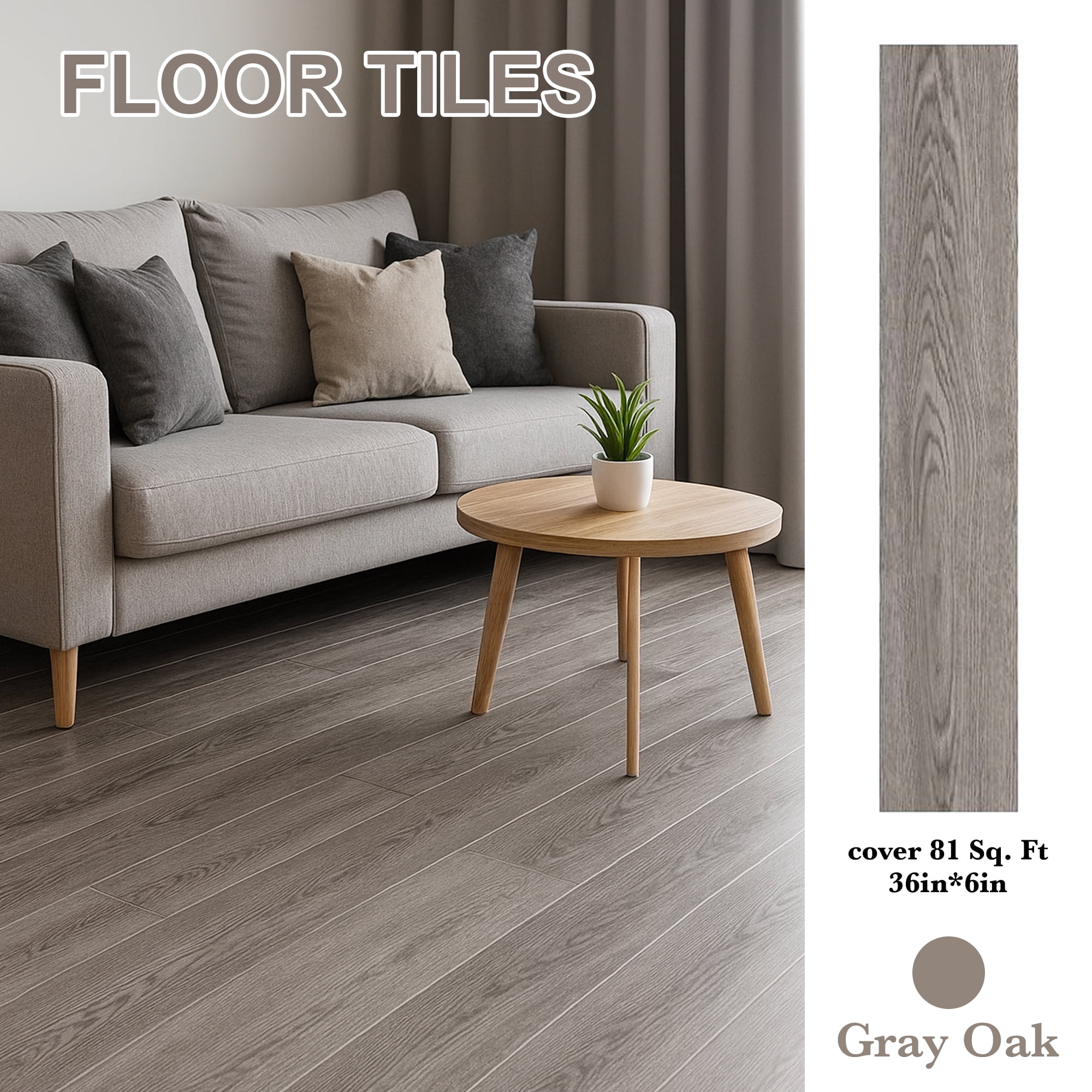 6''W x 36''L Peel & Stick, Vinyl Plank Flooring, Wood Grain, Self-adhesive And Waterproof Tile Sticker, DIY Stickers-for Decorating Living Rooms, Bedrooms, Offices, 27pcs (cover 40.5 Sq. ft)