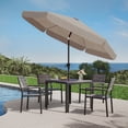 thumbnail image 1 of CorLiving 10ft Large Tilting Round Market Patio Umbrella with Side Flaps and Steel Frame, Grey, 1 of 10