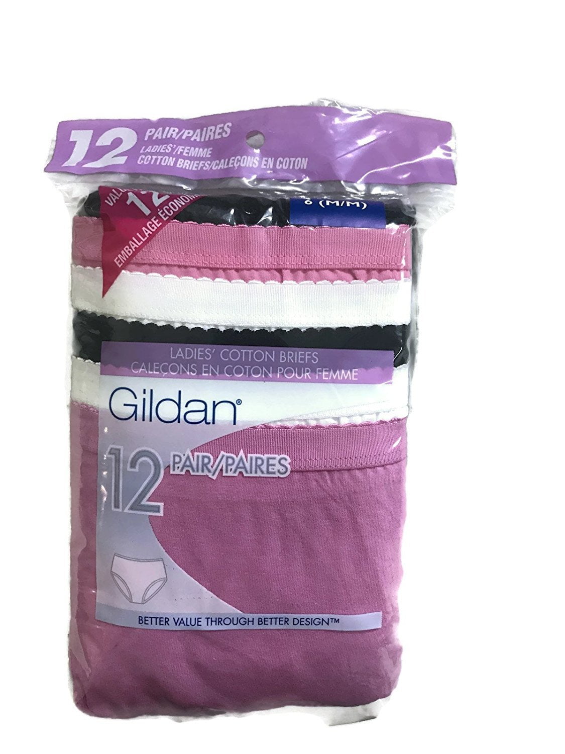 6 Pairs Slip Gildan Femme Microfiber Brief Underwear