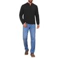 thumbnail image 2 of INSPIRE CHIC Men's Mock Neck Pullover Sweater Solid Color Quarter Zip Knitted Polo Sweater L Black, 2 of 5