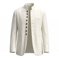 thumbnail image 6 of Fwqbns Men's Casual Blazer Jackets Long Sleeve Mandarin Collar Button Up Jacket Business Dress Sport Coats White, 6 of 9