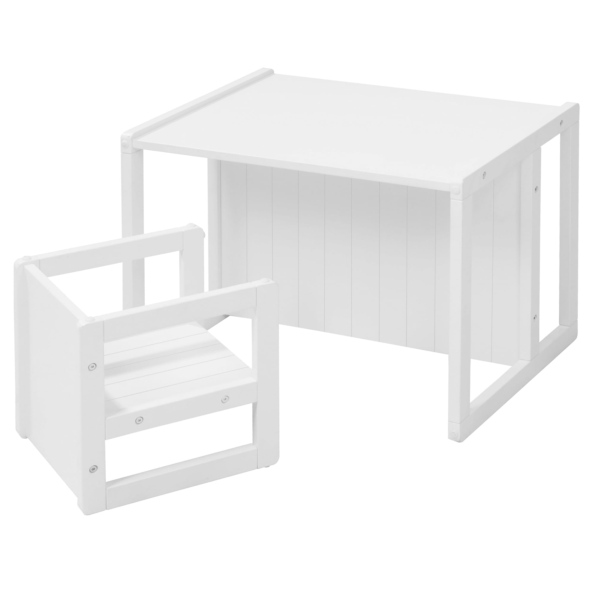 Roba: Country-Farmhouse Children's Chair in White Wood- Adjustable Seat Height, Converts Into a Table, Toddlers Ages 2+