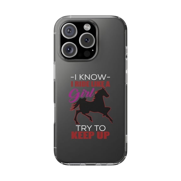 DistinctInk Clear Hybrid Case for Apple iPhone 16 Pro (6.3" Screen) - Horse - Lightweight Grip