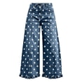 thumbnail image 6 of Wide Leg Jeans for Women High Waisted Ruffle Hem Jeans Lightweight Polka Dot Loose Casual Denim Pants Travel Vacation Outfits, 6 of 7