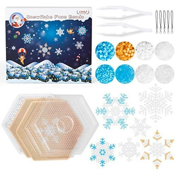 Snowflakes Fuse Beads Kit - Made Snowflake Ornament Yourself - Great Christmas Party Favor