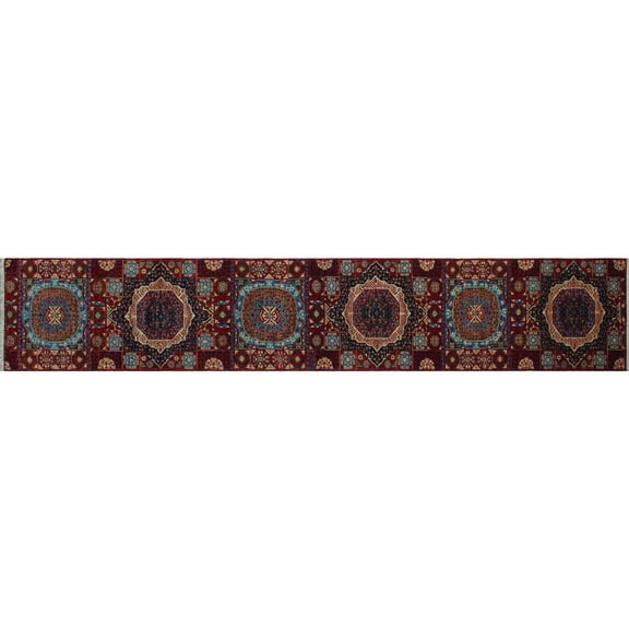 Aria Freda Red/Blue Runner, 2'8" x 14'11"