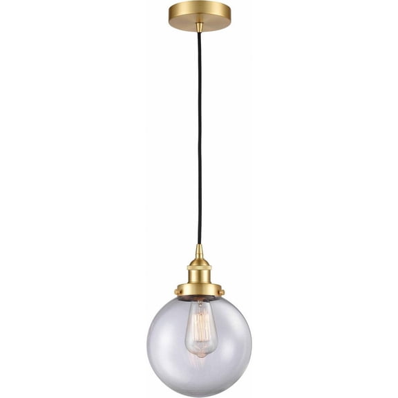 616-1PH-SG-G202-8 Innovations Lighting Beacon - 1 Light Mini Pendant In Industrial Style-11.5 Inches Tall and 8 Inches Wide-Satin Gold Finish-Clear