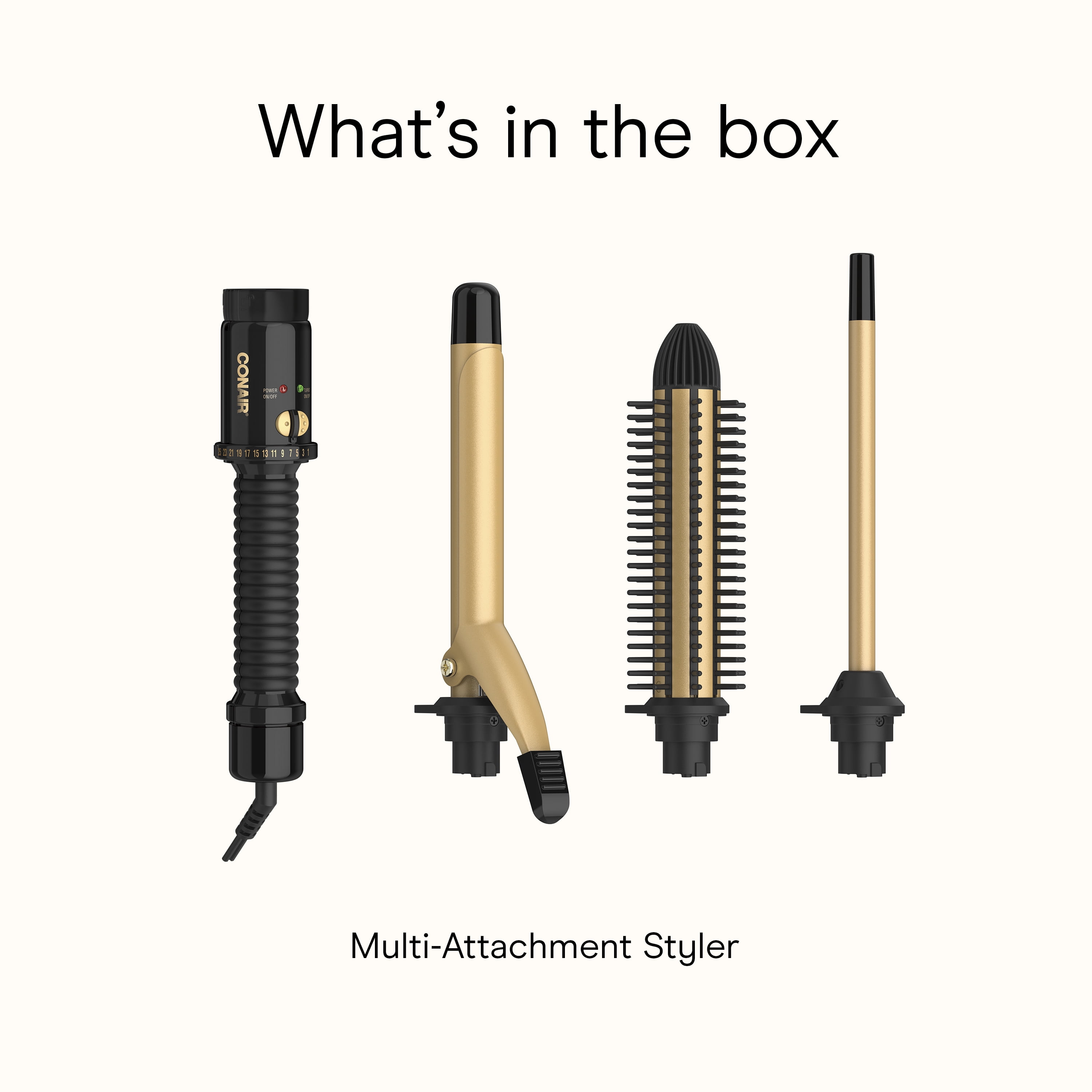 Conair Instant Heat Multi-Attachment Styler, 3 Barrels for Textured Hair, 25 Heat Settings