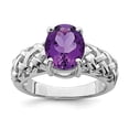 thumbnail image 3 of 925 Sterling Silver Rhodium-plated Oval Amethyst Ring Size 7, 3 of 5