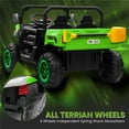 thumbnail image 6 of Joyracer 24 Volt Ride on Toys, 4WD Ride on Dump Truck for Kids, 2 Seater Ride on Car with Remote, Electric Power Car Wheels Toys with Trailer & Shovel, MP3/Bluetooth Music,  Green, 6 of 10
