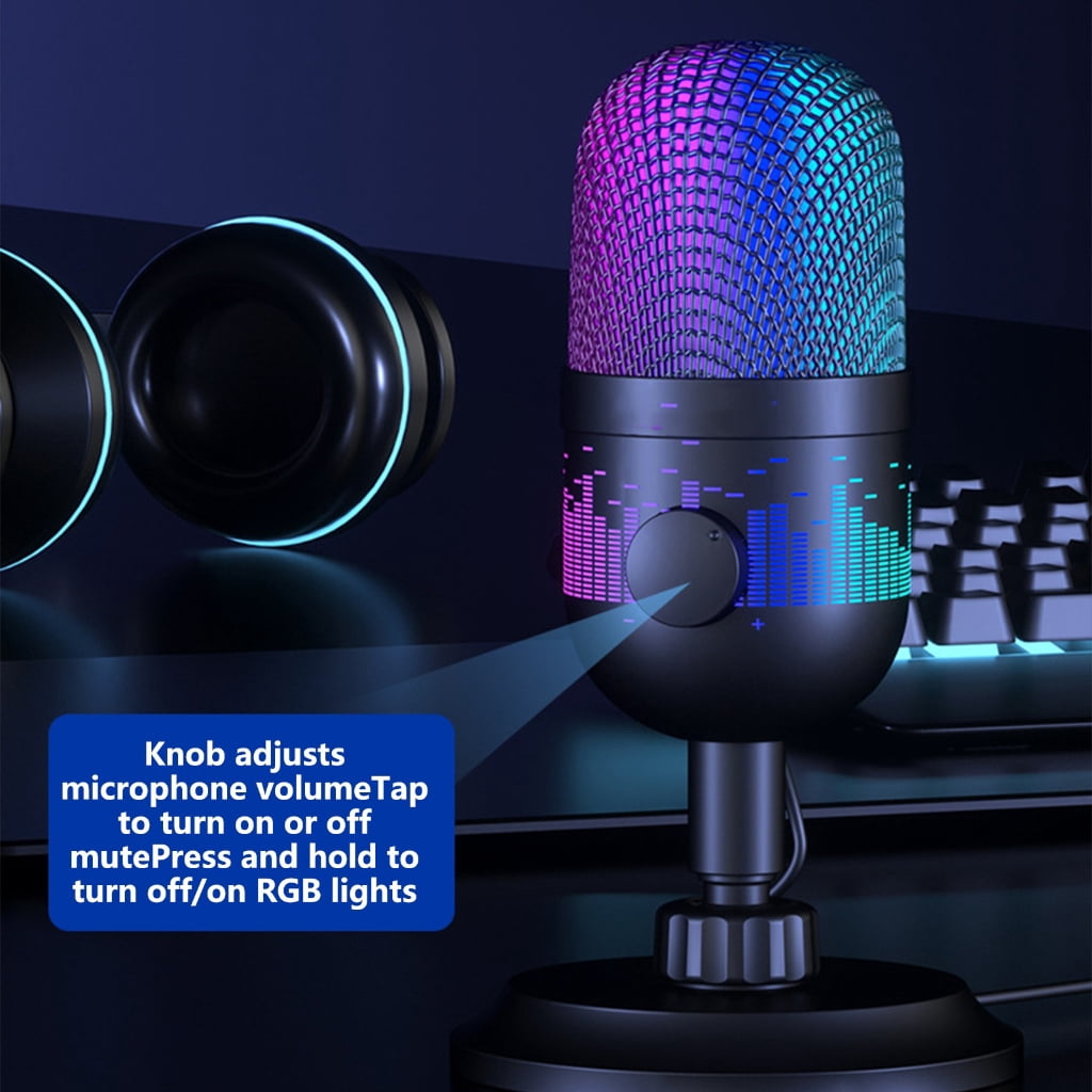USB Microphone Podcasting Microphones for PC Computer Gaming with LED Lighting Great for Streaming and Recording