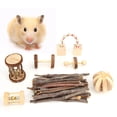 thumbnail image 2 of Rabbit Chewing Toy, Resistance To Bite Safe Hamster Playing Toy, Pine Chinchilla Rabbit for Hamster Small Pets seven-piece, 2 of 7