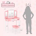 thumbnail image 7 of Infans Kids Vanity Princess Makeup Dressing Table Chair Set W/ Tri-folding Mirror Pink, 7 of 7