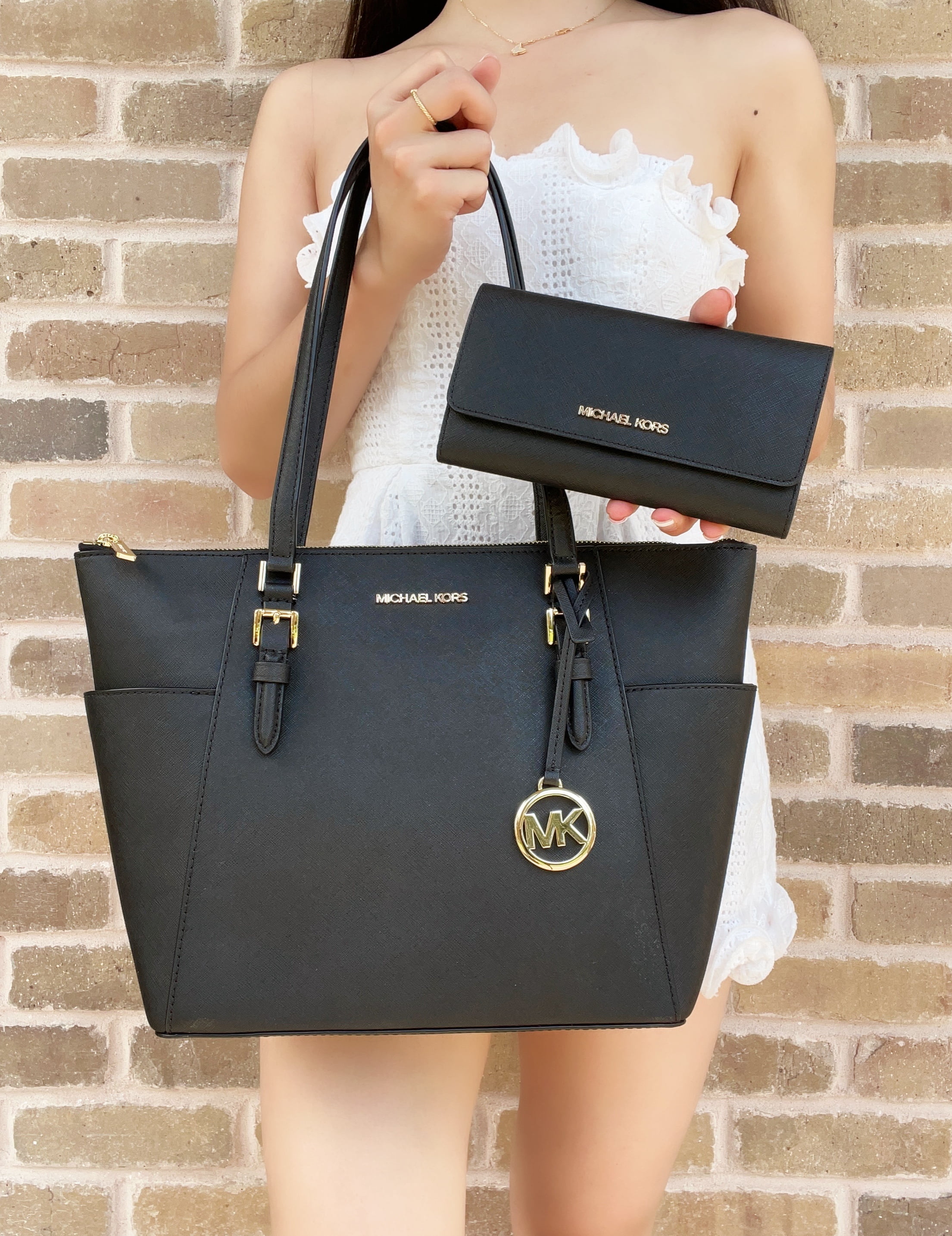 Michael Kors Charlotte Ciara Top Zip Tote Black Algeria