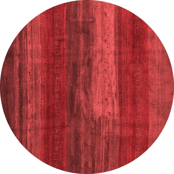 Ahgly Company Indoor Round Abstract Red Contemporary Area Rugs, 4' Round