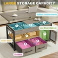 thumbnail image 4 of 40" Lift Top Coffee Table, 4 in 1 Coffee Tables with Storage Cabinet for Living Room, Small Farmhouse Coffee Table with 2 Fabric Drawers & LED Light for Dining Room, Grey, 4 of 9