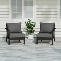 WestinTrends Avalon Outdoor Patio HDPE Loveseat Sofa with Patio Cushions, Black/Gray