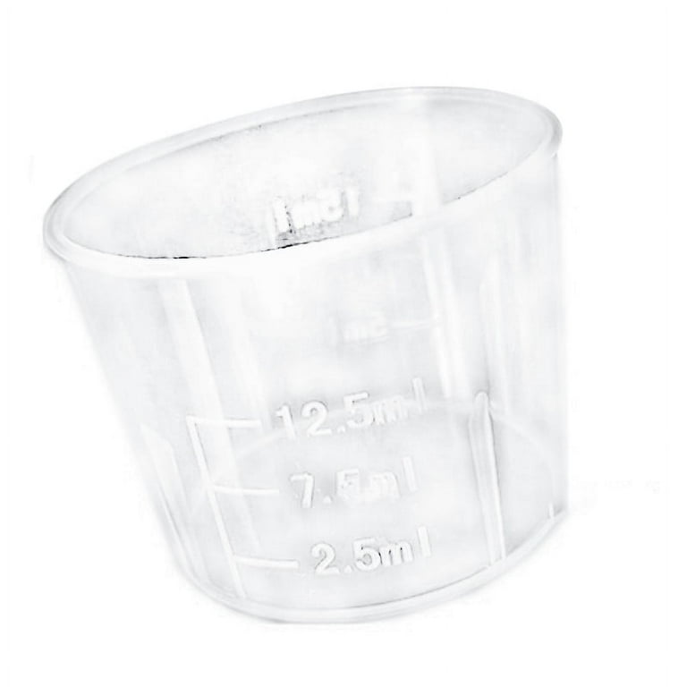 Goeielewe 20pcs Plastic Medicine Cups with Lids, 30ml Clear Reusable Graduated Cups Transparent Scale Measuring Cups, Measure Container for Mixed
