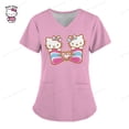 thumbnail image 1 of Camiseta de verano para Hospital, camiseta para mujer, camisetas para mujer, camisetas con bolsillos, uniforme de enfermera, ropa de mujer con cuello en V de Hello Kitty 2023, 1 of 5