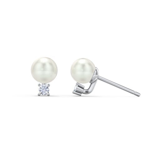 Boucles d'Oreilles Clous en Perles d'Eau Douce avec Pierre de Naissance