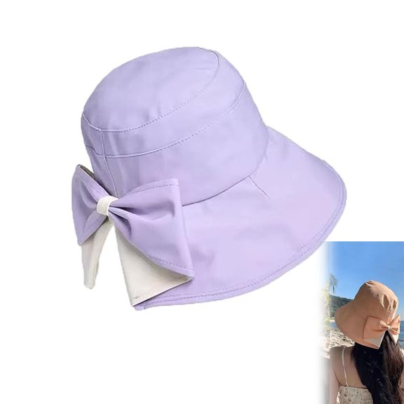 Women's Bowknot Wide Brim Sun Protective Hat, Wide Brim Hats for Women UV Protection Foldable Sun Hats with Bow
