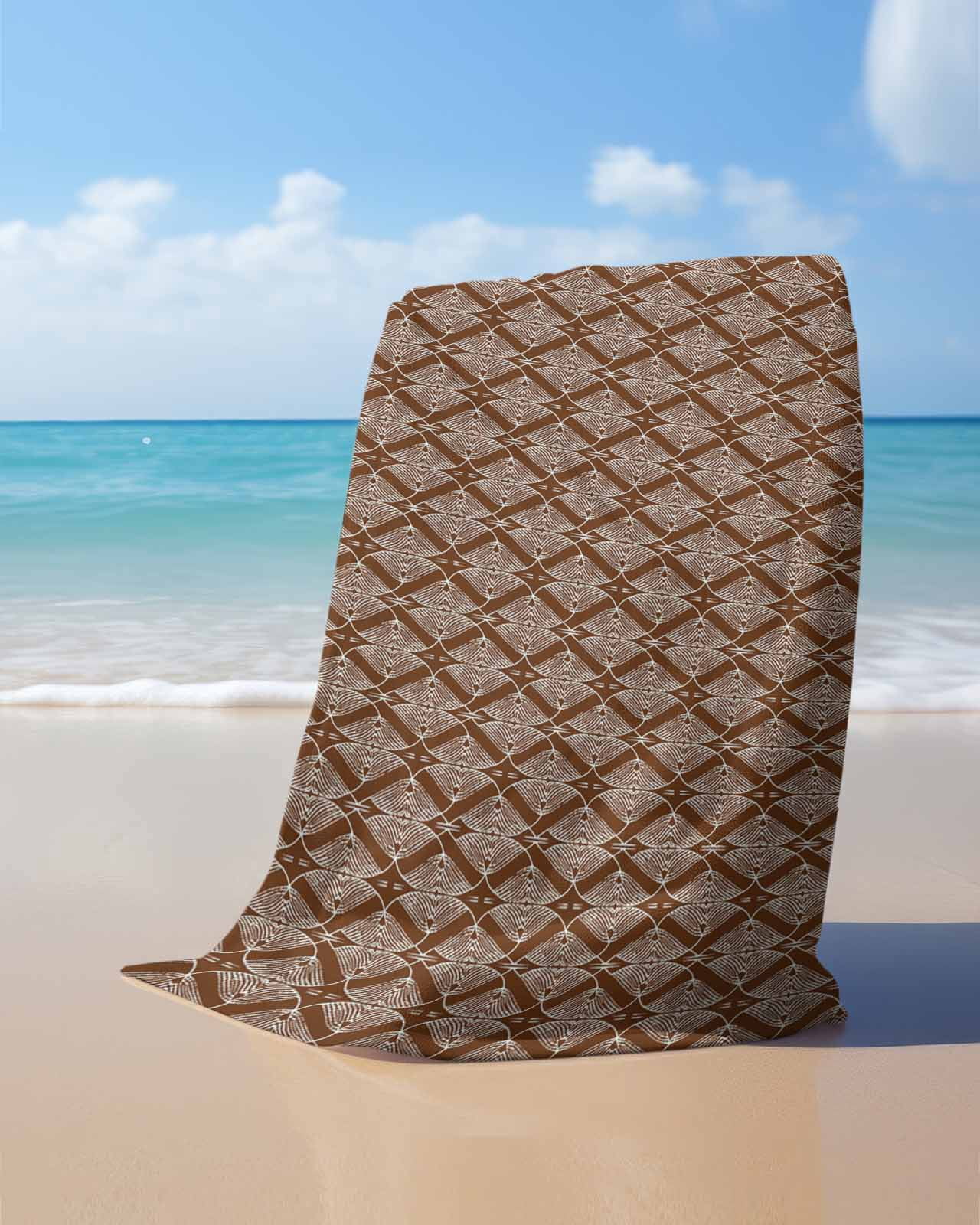 Brown Abstract Beach Towels Oversized Super Absorbent, Modern Geometric Contemporary Art Lightweight Bath Towel Quick Dry Sets For Bathroom/Pool/Rv Camping/Beach Play/Gym Room/Picnic 30"x60"